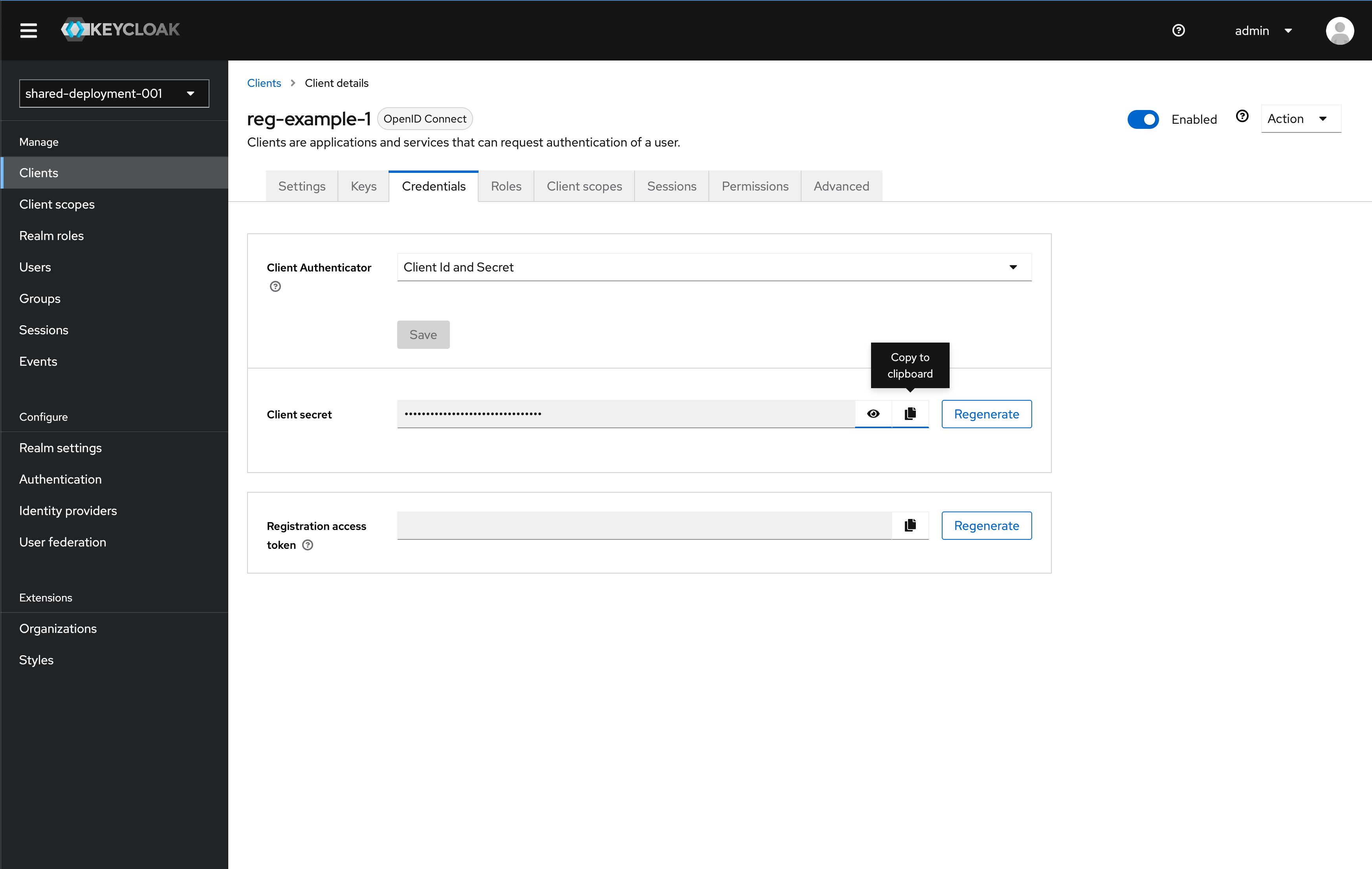 Keycloak OIDC Create Client Client Secret