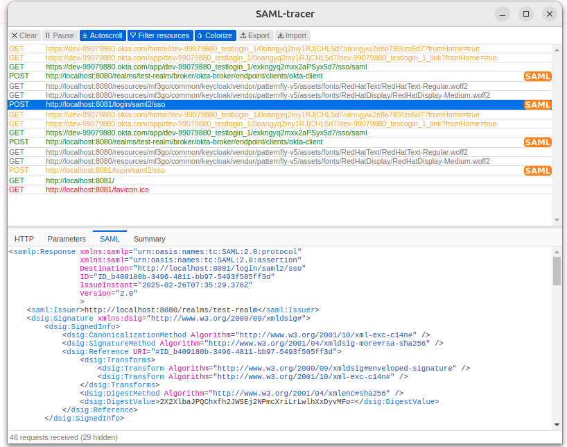 Okta SAML response